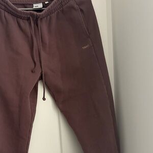 Aritzia TNA Cozy Fleece Mega Sweatpants in Smoked Eggplant.